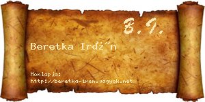 Beretka Irén névjegykártya